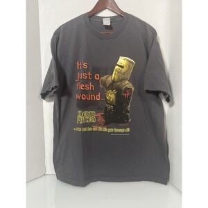 Vintage 2001 Monty Python "Just a Flesh Wound" Grey Shirt LARGE 054
